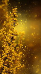 golden autumn floral leaves mobile background vertical format holiday seasonal bokeh backdrop