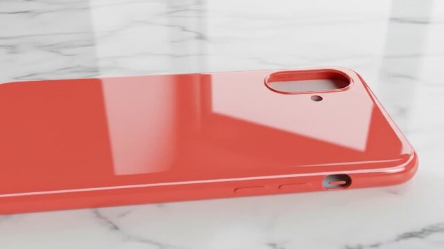 Coral-colored glossy phone case