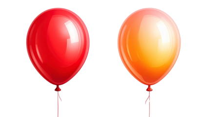 Colorful Party Balloons in Two Styles, isolated on transparent background
