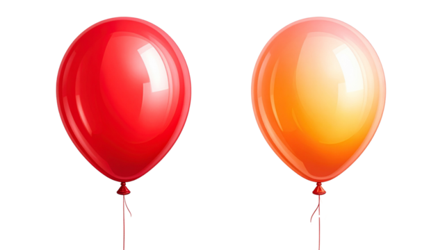 Colorful Party Balloons in Two Styles, isolated on transparent background - Powered by Adobe