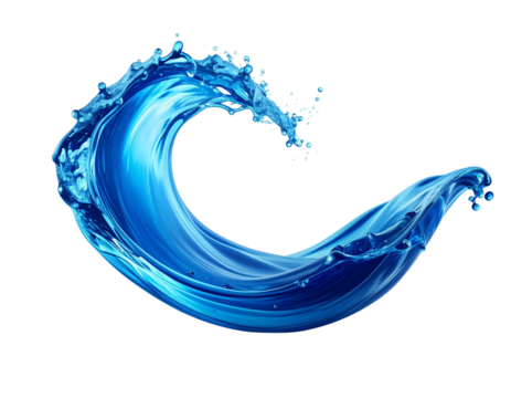 Blaue Wasserwelle, transparenter Hintergrund, PNG