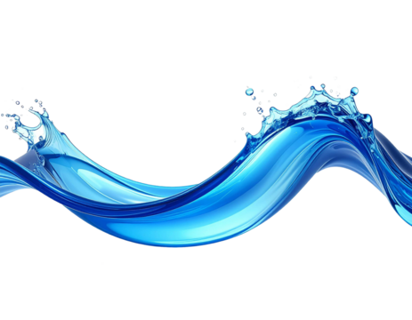 Blaue Wasserwelle, transparenter Hintergrund, PNG