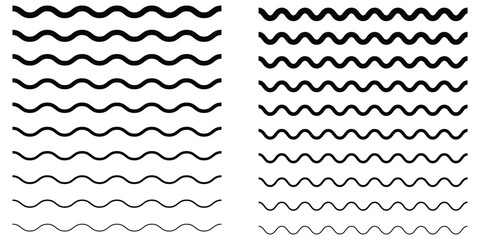 Wavy and Zigzag Line Set – Abstract Wave Borders, Geometric Curves, and Decorative Vector Pattern
 Elements