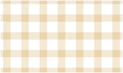かわいい太めギンガムチェックのパターン背景 ベージュ