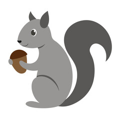 Cute squirrel holding an acorn in vector format