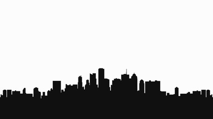 Obraz premium A minimalist flat graphic depicts a city skyline silhouette at dusk