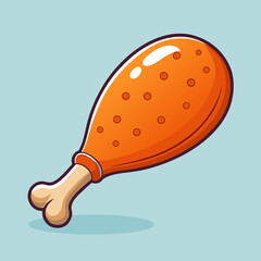 Crispy fried chicken drumstick cartoon illustration