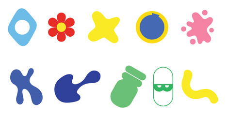 Colorful Abstract Blob Shapes Set Vector Illustration, Geometric Fluid Forms Design