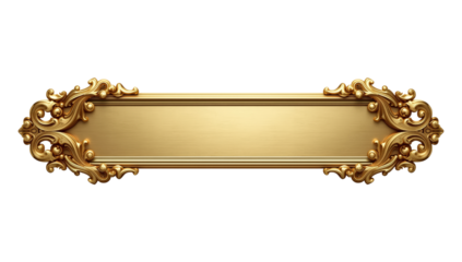 Ornate golden plate with floral elements, perfect for text overlay on transparent surface