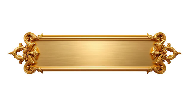 Ornamental gold banner frame with intricate detailing, perfect for adding a touch of luxury and - Powered by Adobe