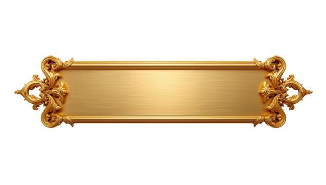 Ornamental gold banner frame with intricate detailing, perfect for adding a touch of luxury and