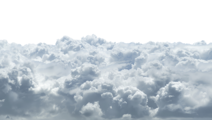 Fluffy cloudscape element with transparent cut, ideal for dreamy scenes and creative designs