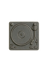 Fototapeta premium Detailed top view of a vintage turntable for music enthusiasts.