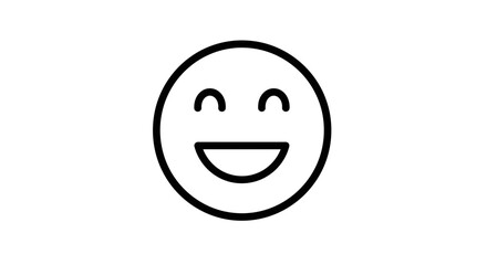 Fototapeta premium Minimalist Line Art Illustration of a Happy Smiling Face Emoji on White Background