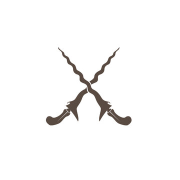 The kris or keris  with its elaborately carved handle and wavy blade