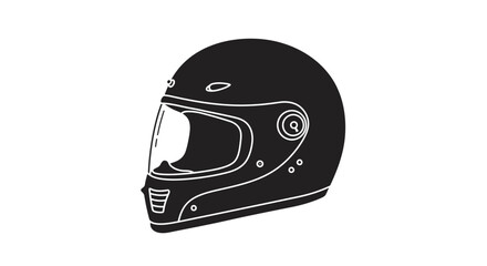 Stylized monochrome vector illustration of a classic motorcycle helmet design