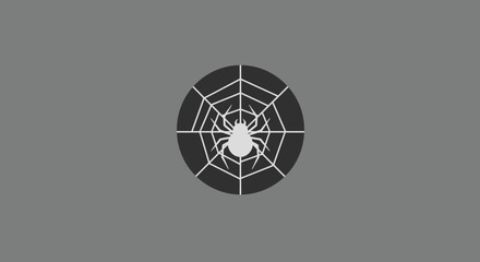 Stylized spider and web logo design for Halloween or tech cybersecurity concept