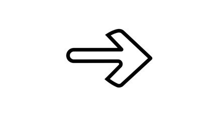 Stylized Right Arrow Symbol with Bold Outline on a Clean White Background