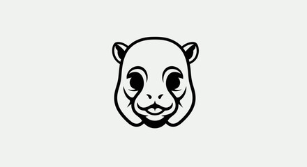 Stylized Panda Bear Head with Bold Outlines in Minimalist Design Illustration