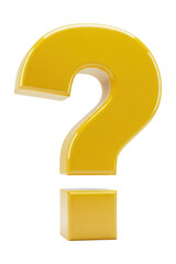 Naklejka premium Glossy yellow question mark symbol with a white background.