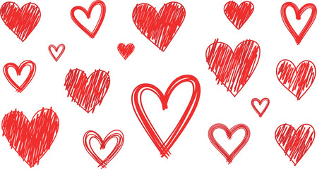 Red Heart Scribbles Playful Vector Accents for Valentine's Day and Romantic Designs