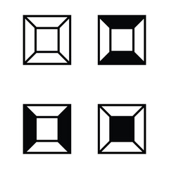 Four square shapes with varying fill patterns isolated on white background