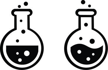 Collection of Unique Magical Potion Bottle Icons in Black and White Ready for Spells and Enchantments for Halloween and Fantasy Designs Chemical flask icon isolated vector on white background set     