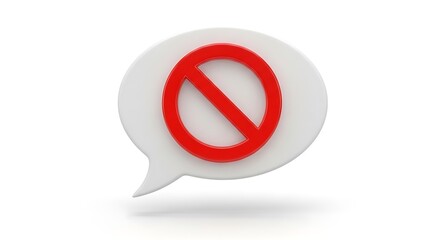 Speech bubble with red prohibition symbol indicating no entry or forbidden communication