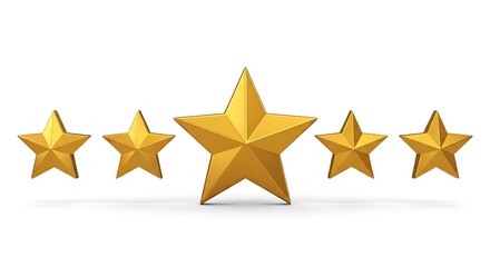 Obraz premium Five golden stars arranged in a row with a larger star in the center
