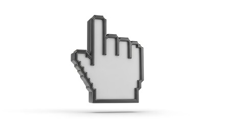 Pixelated computer cursor hand icon pointing upwards on a white background