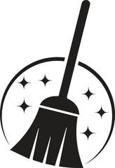 cleaning broom icon silhouette