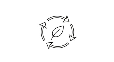 Circular arrows around a single leaf icon