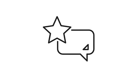 A minimalist outline of a star overlapping a speech bubble