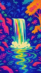 Obraz premium Vibrant waterfall jungle mobile wallpaper