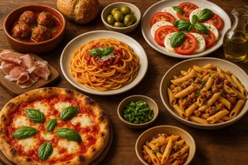 Delicious Italian cuisine variety.