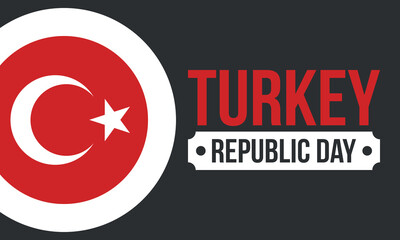 Turkey Republic Day. National happy holiday, celebrated annual in October 29. Turkish flag. Patriotic elements. Poster, card, banner and background. Vector illustration
