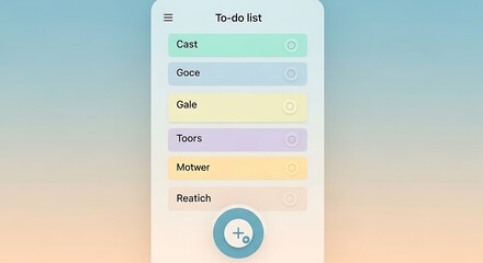 Mobile To-Do List Application with Colorful Task Items and Interface.