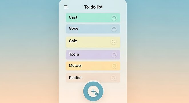 Mobile To-Do List Application with Colorful Task Items and Interface. - Powered by Adobe