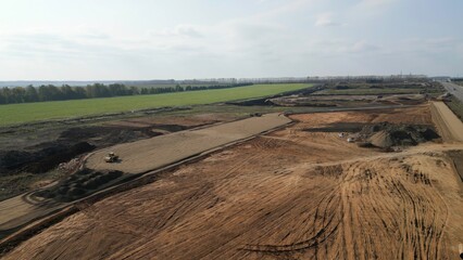 Obraz premium Construction machines working on a new road. Clip