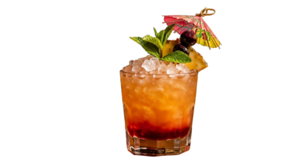 Cocktail Mai Tai on a transparent background