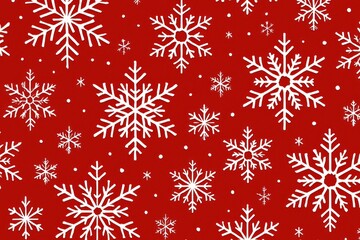 Festive snowflakes on red