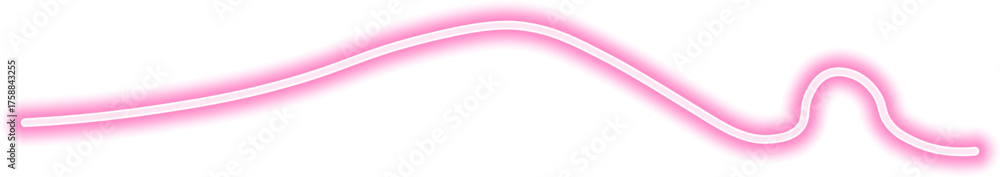Wall mural Curved neon line with a smooth, flowing wave pattern, glowing with vibrant luminosity and creating a dynamic abstract shape.