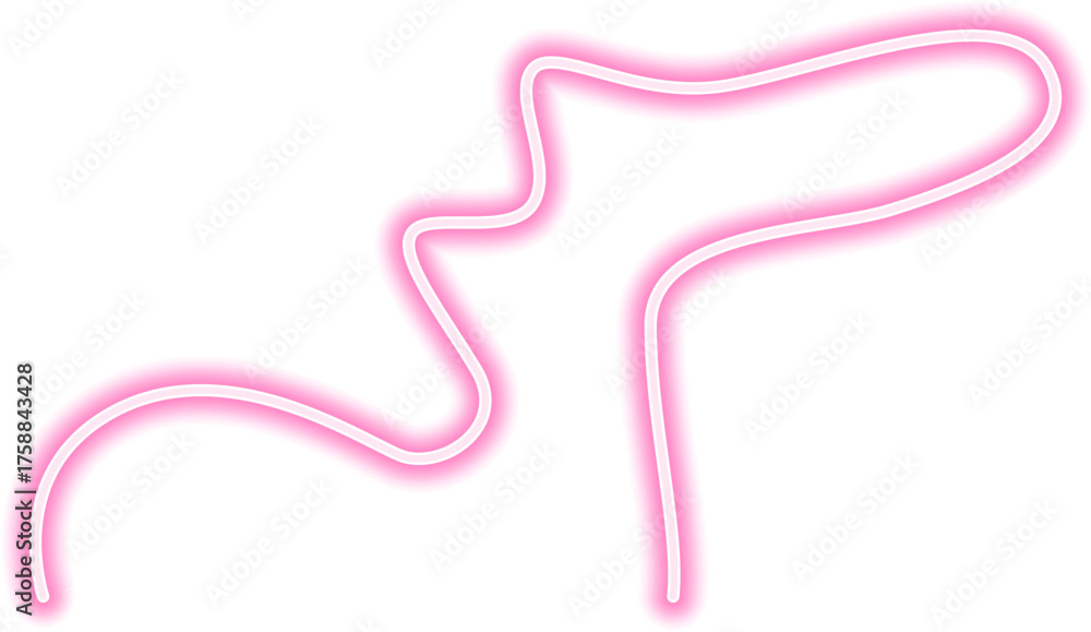 Wall mural abstract neon sketch with random wavy curves and a continuous glowing effect.