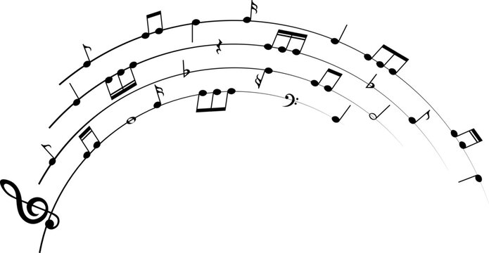 Music notes wave, vector illustration.