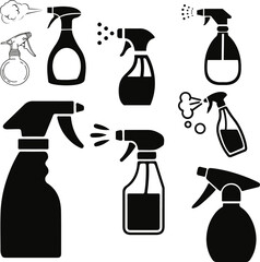 Spray bottle vector set illustration