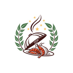 Elegant presentation of seafood dish with laurel wreath and sparkling stars