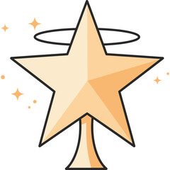 Golden Star with Halo and Sparkles Illustration christmas award celebration festive decoration graphic icon