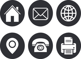 Minimal Contact Icons Set – Home, Phone, Location, Email & Globe Line Icons.