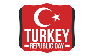 Turkey Republic Day. National happy holiday, celebrated annual in October 29. Turkish flag. Patriotic elements. Poster, card, banner and background. Vector illustration