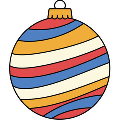 Colorful Striped Christmas Ornament Illustration decoration holiday festive ball round seasonal celebration